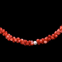 99.65 Ct. Coral Pearl Antique Style Necklace, 18K Yellow Gold Image