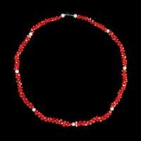 99.65 Ct. Coral Pearl Antique Style Necklace, 18K Yellow Gold Image