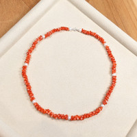 99.65 Ct. Coral Pearl Multi Stone Necklace, 18K Yellow Gold Life Style