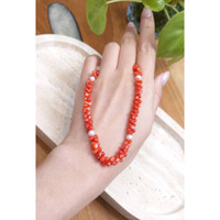 99.65 Ct. Coral Pearl Multi Stone Necklace, 18K Yellow Gold Life Style