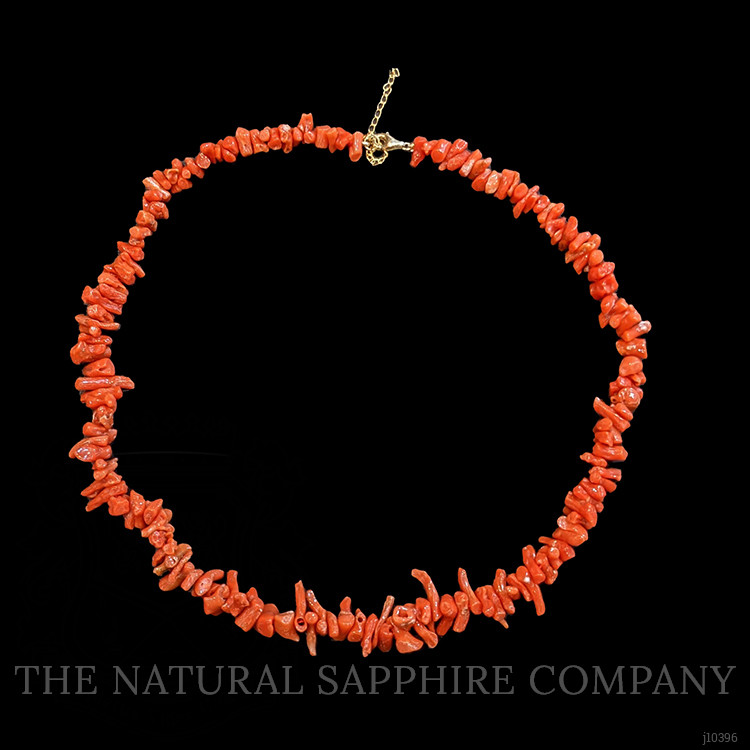 135.85 Ct. Coral Multi Stone Necklace, 18K Yellow Gold