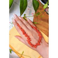 135.85 Ct. Coral Multi Stone Necklace, 18K Yellow Gold Life Style