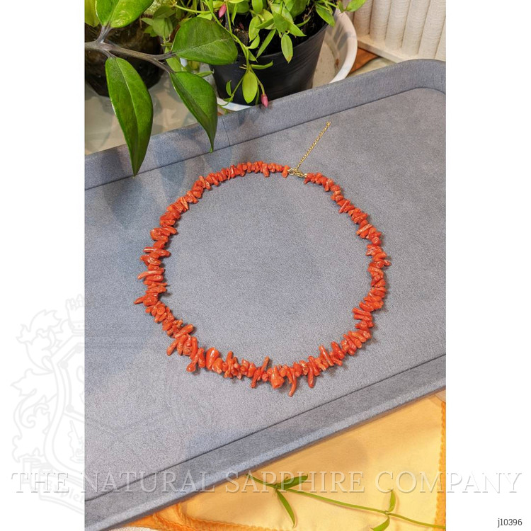 135.85 Ct. Coral Multi Stone Necklace, 18K Yellow Gold