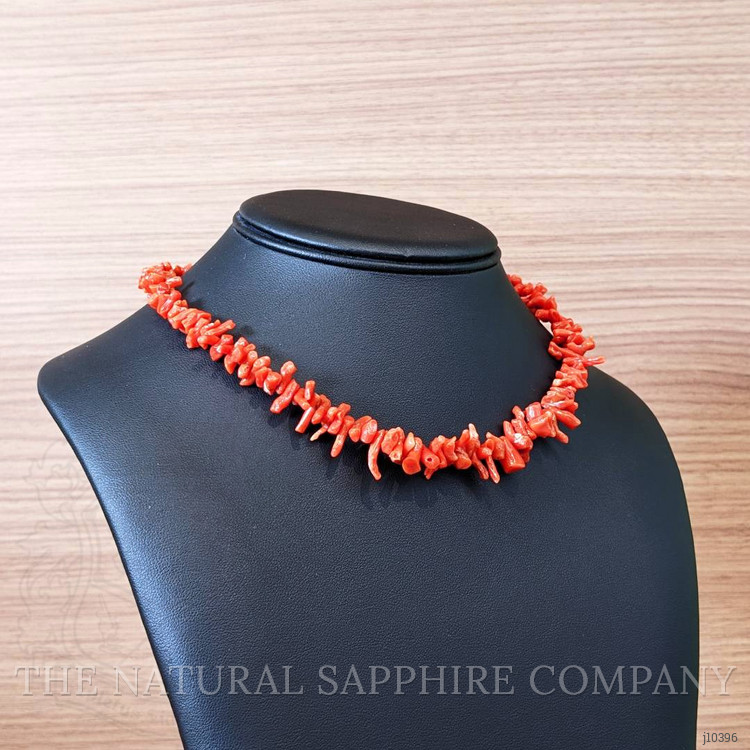 135.85 Ct. Coral Multi Stone Necklace, 18K Yellow Gold