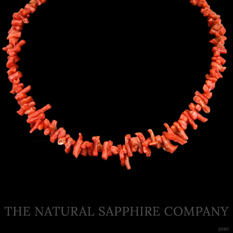121.38 Ct. Coral Multi Stone Necklace, 18K Yellow Gold