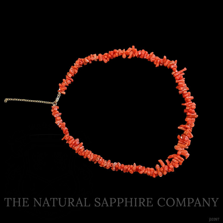 121.38 Ct. Coral Multi Stone Necklace, 18K Yellow Gold