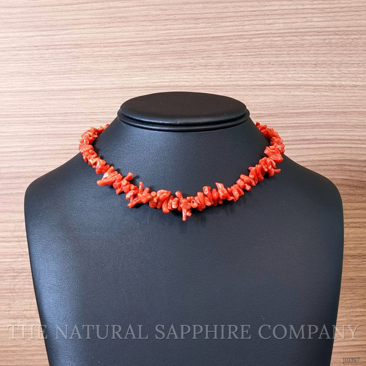 121.38 Ct. Coral Multi Stone Necklace, 18K Yellow Gold