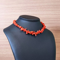 121.38 Ct. Coral Multi Stone Necklace, 18K Yellow Gold Life Style