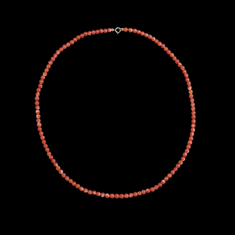 52.85 Ct. Coral Multi Stone Necklace, 18K Yellow Gold