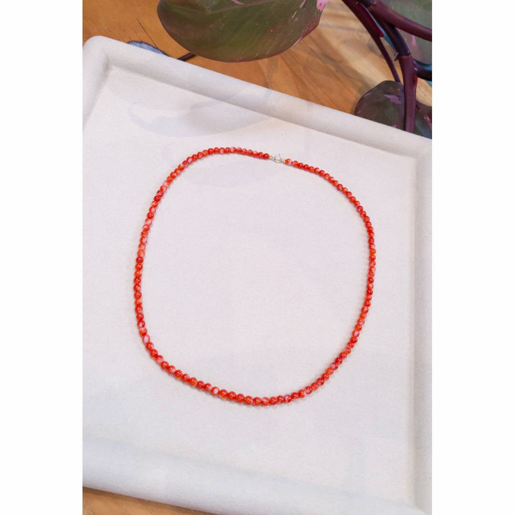 52.85 Ct. Coral Multi Stone Necklace, 18K Yellow Gold