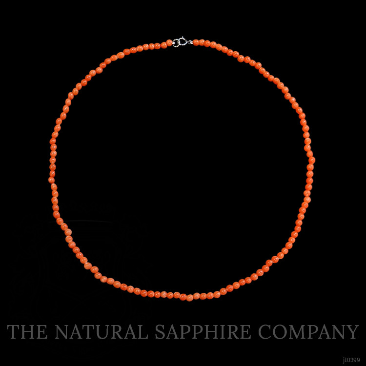 38.11 Ct. Coral Multi Stone Necklace, 18K White Gold