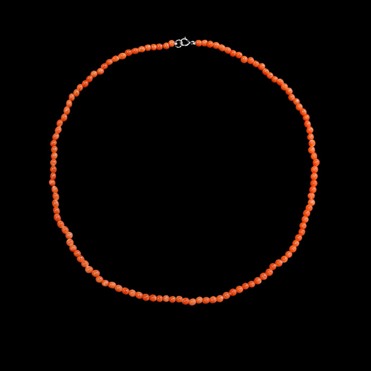 38.11 Ct. Coral Multi Stone Necklace, 18K White Gold