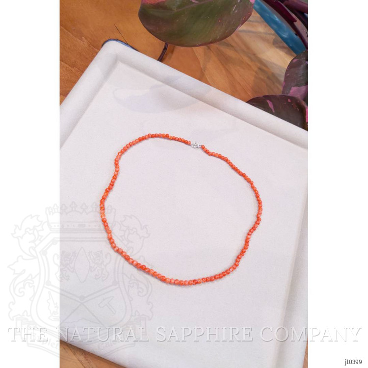 38.11 Ct. Coral Multi Stone Necklace, 18K White Gold