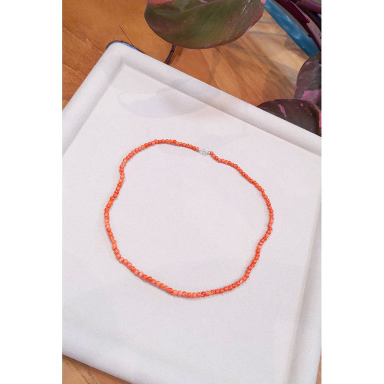 38.11 Ct. Coral Multi Stone Necklace, 18K White Gold