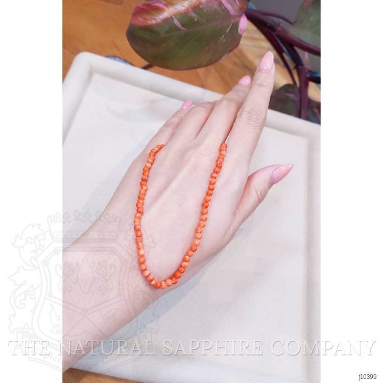 38.11 Ct. Coral Multi Stone Necklace, 18K White Gold