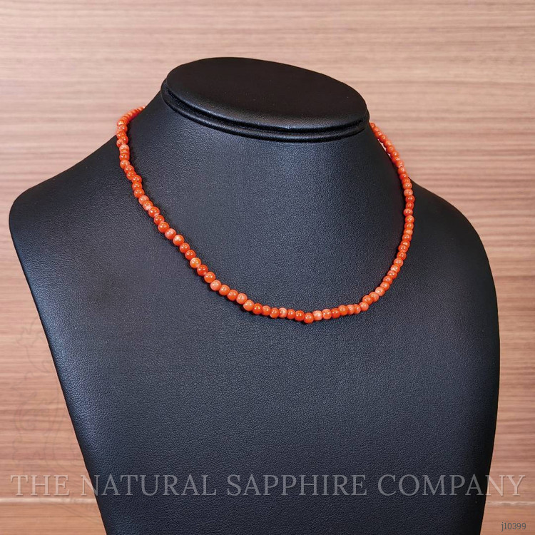 38.11 Ct. Coral Multi Stone Necklace, 18K White Gold