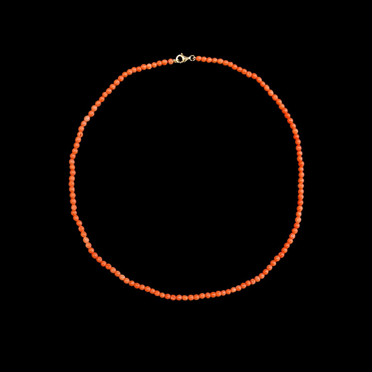 40.16 Ct. Coral Multi Stone Necklace, 18K Yellow Gold