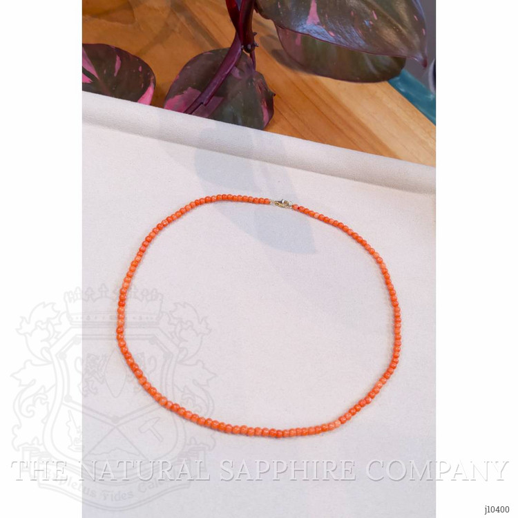 40.16 Ct. Coral Multi Stone Necklace, 18K Yellow Gold