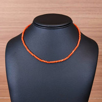 40.16 Ct. Coral Multi Stone Necklace, 18K Yellow Gold Life Style