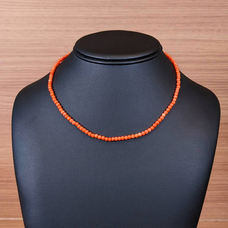 40.16 Ct. Coral Multi Stone Necklace, 18K Yellow Gold