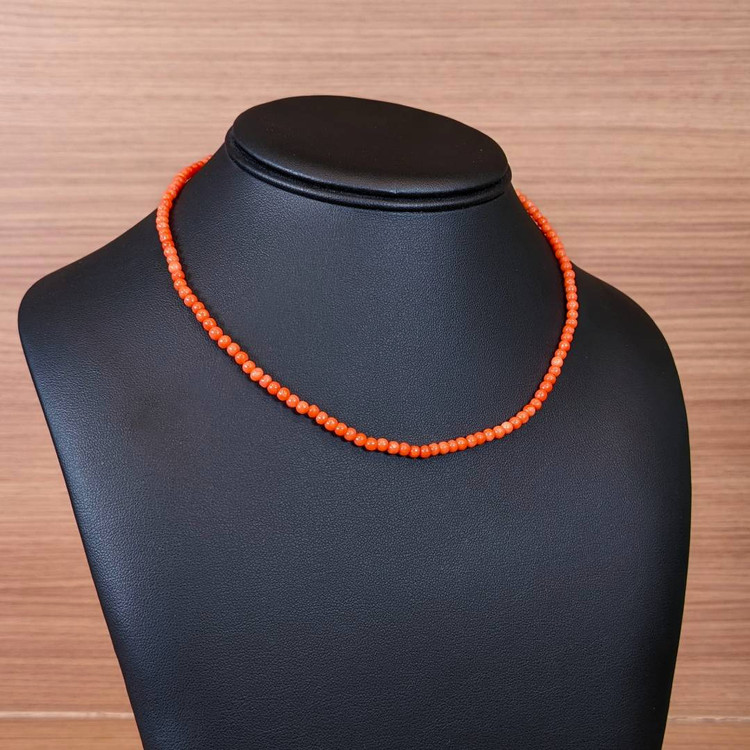 40.16 Ct. Coral Multi Stone Necklace, 18K Yellow Gold