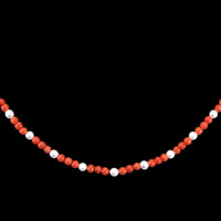 15.85 Ct. Coral Pearl Multi Stone Necklace, 18K Yellow Gold Image