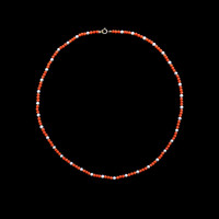 15.85 Ct. Coral Pearl Multi Stone Necklace, 18K Yellow Gold Image