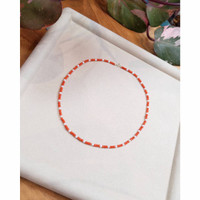 15.85 Ct. Coral Pearl Multi Stone Necklace, 18K Yellow Gold Life Style