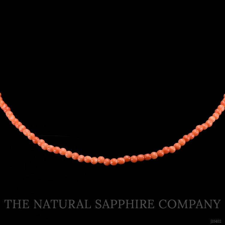 31.61 Ct. Coral Multi Stone Necklace, 18K Yellow Gold