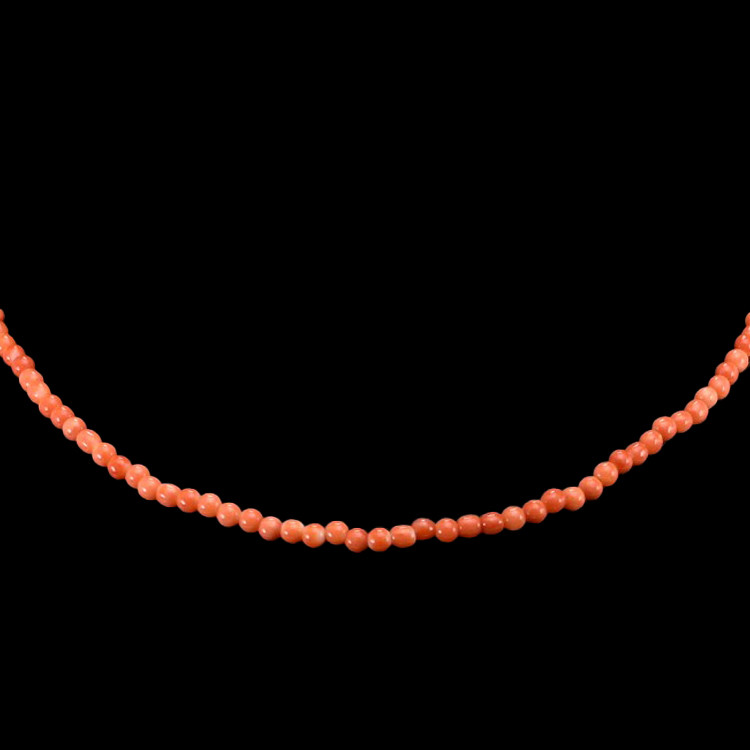 31.61 Ct. Coral Multi Stone Necklace, 18K Yellow Gold
