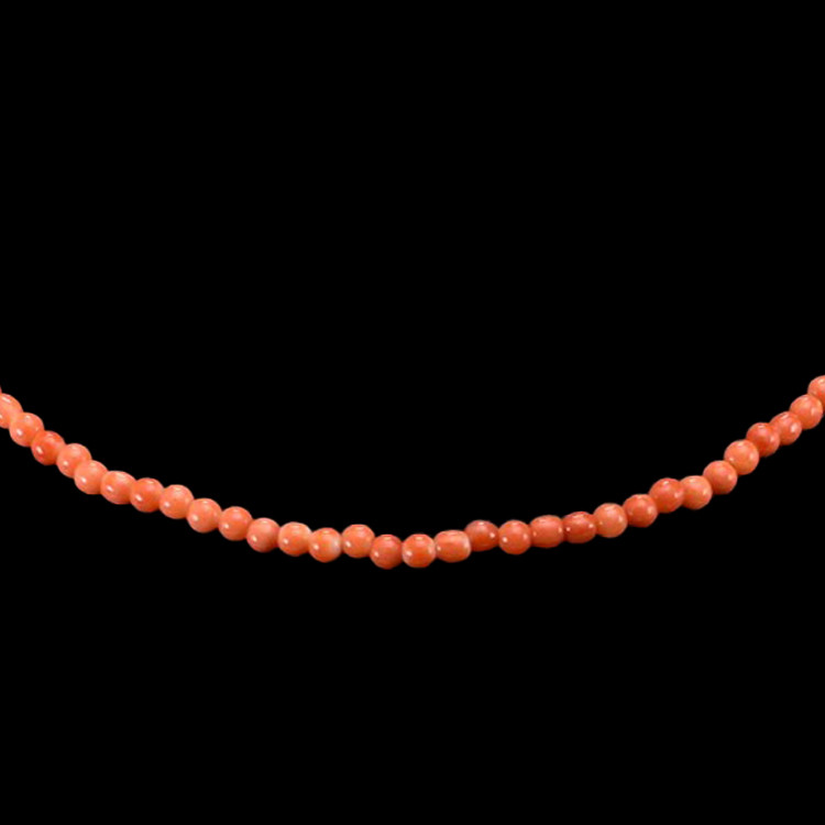 31.61 Ct. Coral Multi Stone Necklace, 18K Yellow Gold