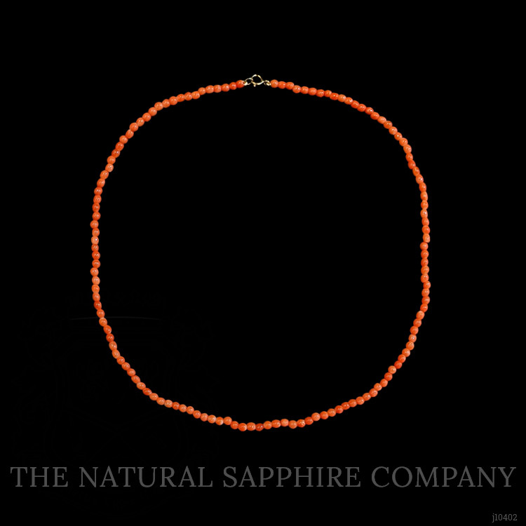 31.61 Ct. Coral Multi Stone Necklace, 18K Yellow Gold