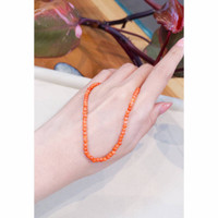 31.61 Ct. Coral Multi Stone Necklace, 18K Yellow Gold Life Style