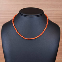 31.61 Ct. Coral Multi Stone Necklace, 18K Yellow Gold Life Style