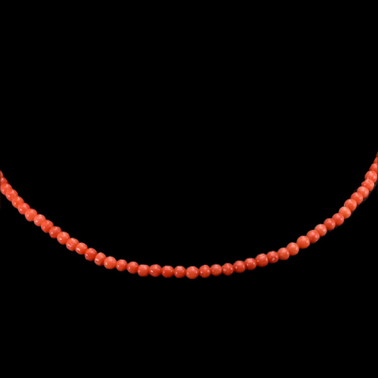 36.93 Ct. Coral Multi Stone Necklace, 18K Yellow Gold