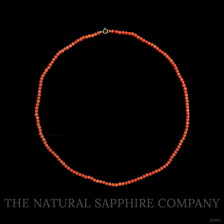 36.93 Ct. Coral Multi Stone Necklace, 18K Yellow Gold