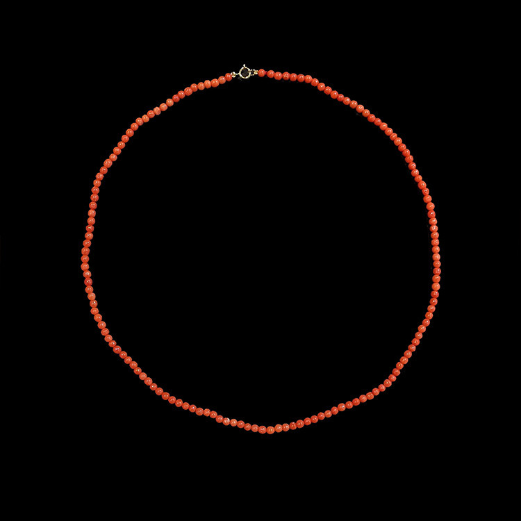 36.93 Ct. Coral Multi Stone Necklace, 18K Yellow Gold