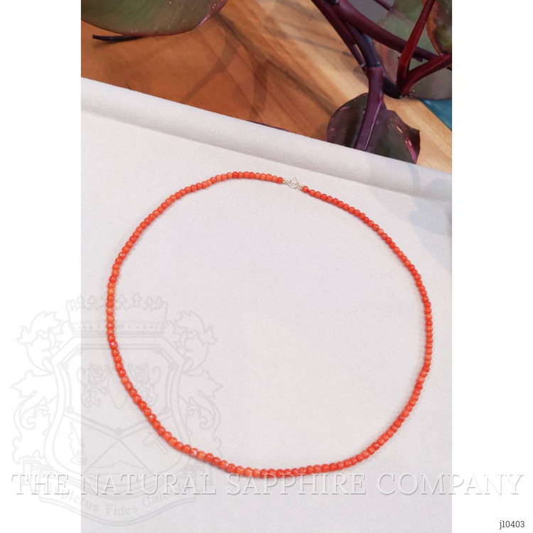 36.93 Ct. Coral Multi Stone Necklace, 18K Yellow Gold