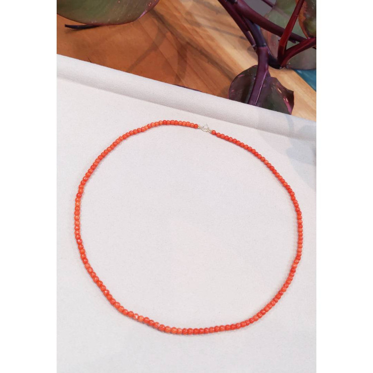 36.93 Ct. Coral Multi Stone Necklace, 18K Yellow Gold