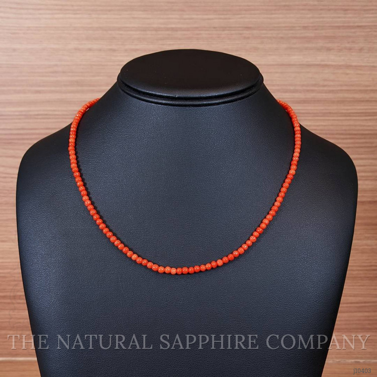 36.93 Ct. Coral Multi Stone Necklace, 18K Yellow Gold