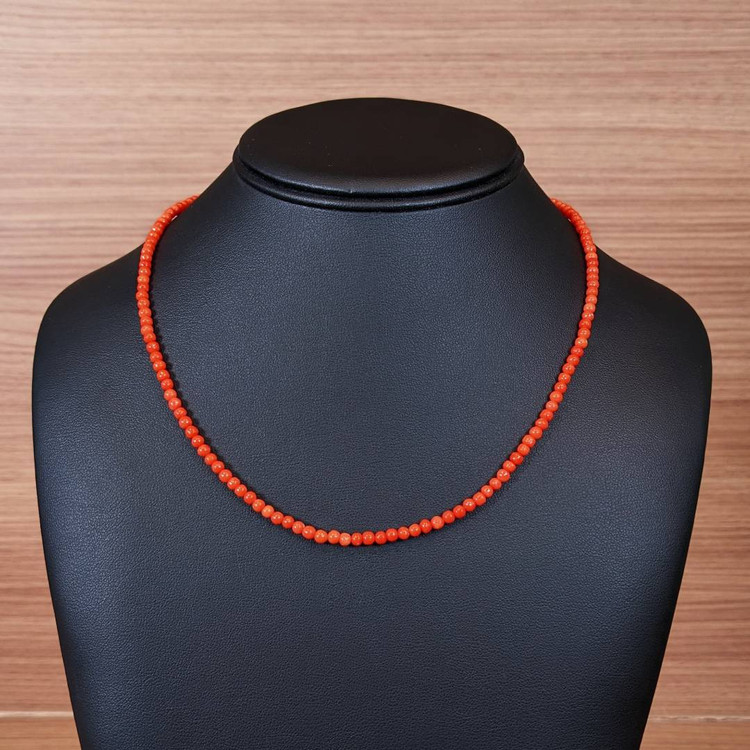 36.93 Ct. Coral Multi Stone Necklace, 18K Yellow Gold