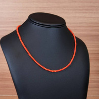 36.93 Ct. Coral Multi Stone Necklace, 18K Yellow Gold Life Style