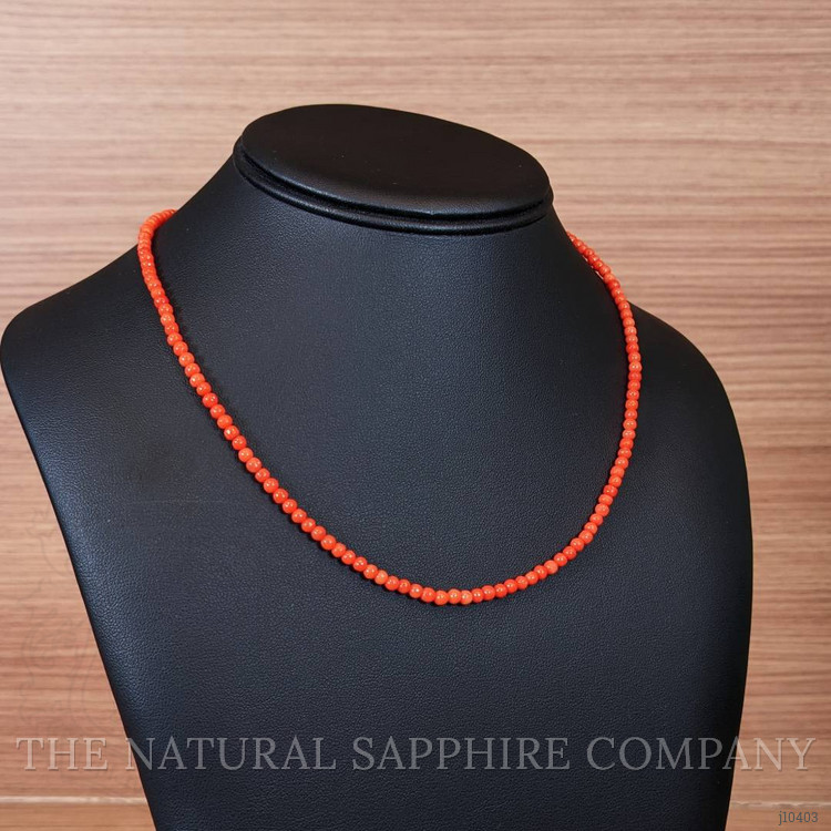 36.93 Ct. Coral Multi Stone Necklace, 18K Yellow Gold