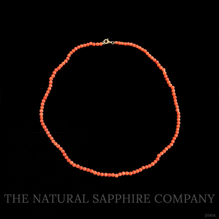 37.80 Ct. Coral Multi Stone Necklace, 18K Yellow Gold
