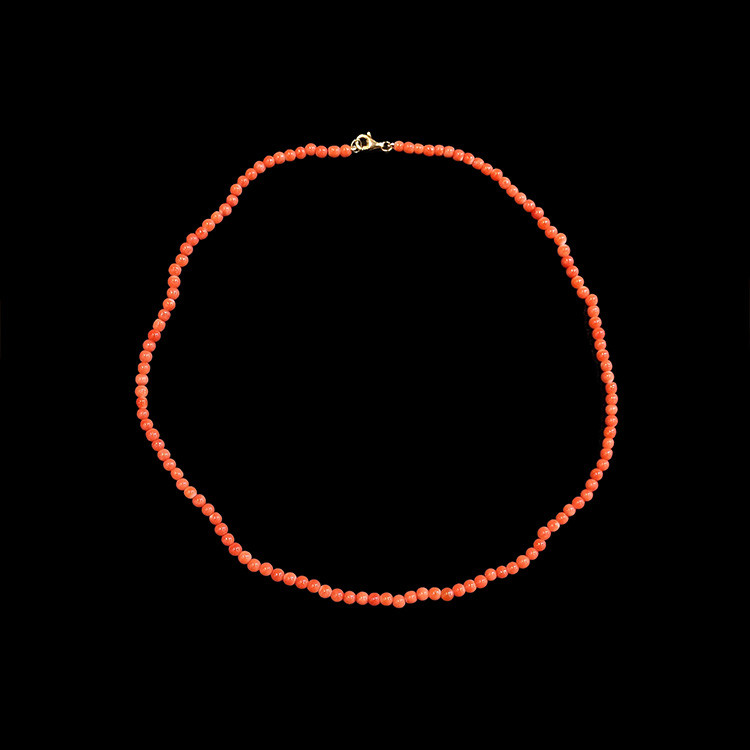 37.80 Ct. Coral Multi Stone Necklace, 18K Yellow Gold