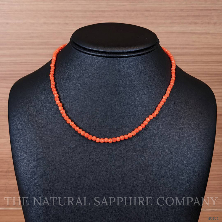 37.80 Ct. Coral Multi Stone Necklace, 18K Yellow Gold