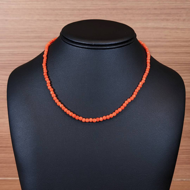 37.80 Ct. Coral Multi Stone Necklace, 18K Yellow Gold