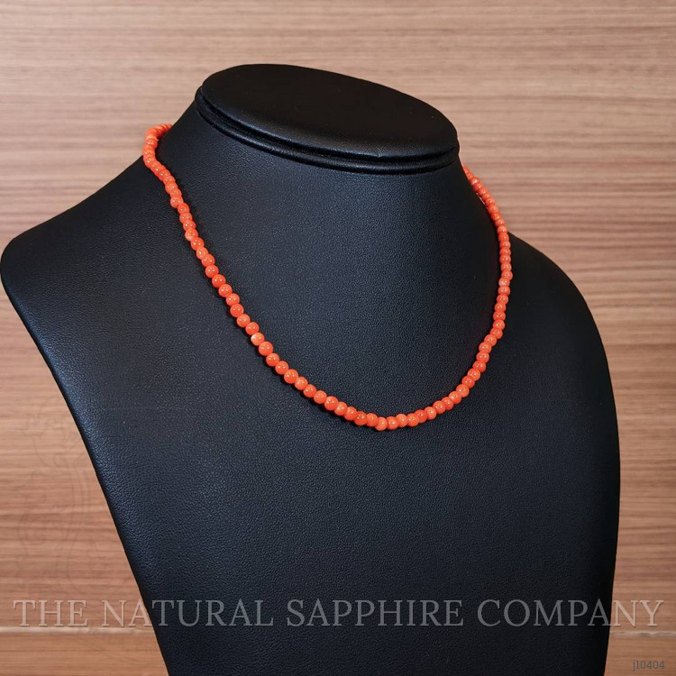 37.80 Ct. Coral Multi Stone Necklace, 18K Yellow Gold