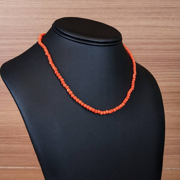 37.80 Ct. Coral Multi Stone Necklace, 18K Yellow Gold