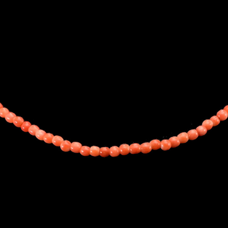 26.14 Ct. Coral Antique Style Necklace, 18K Yellow Gold